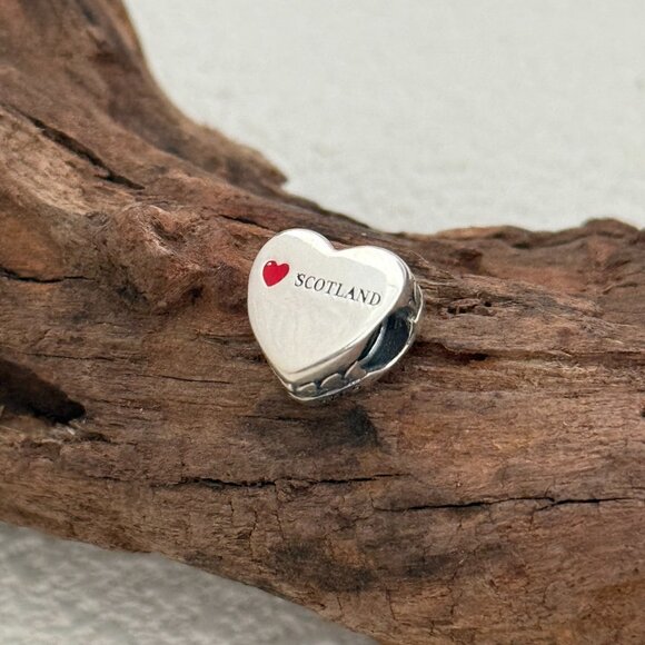 Pandora SCOTLAND Flag Exclusive Heart Bead S925 Silver Charm For Bracelet - Picture 2 of 3